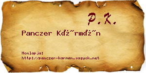 Panczer Kármán névjegykártya